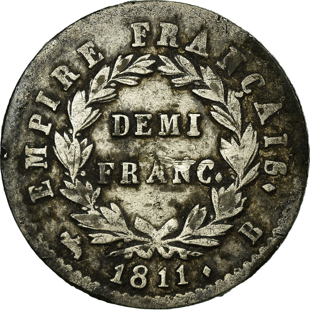 Coin, France, Napoléon I, 1/2 Franc, 1811, Rouen, EF(40-45), Silver