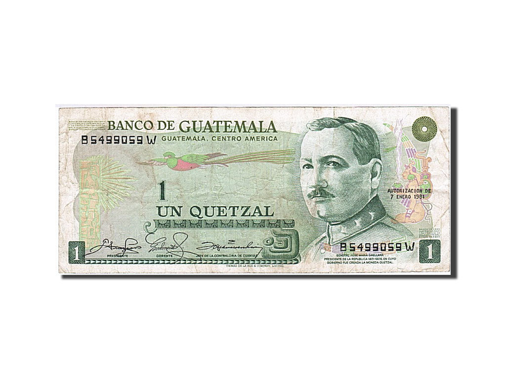 Guatemala, 1 Quetzal, 1981, KM #59c, 1981-01-07, VF(20-25), B 5499059 W
