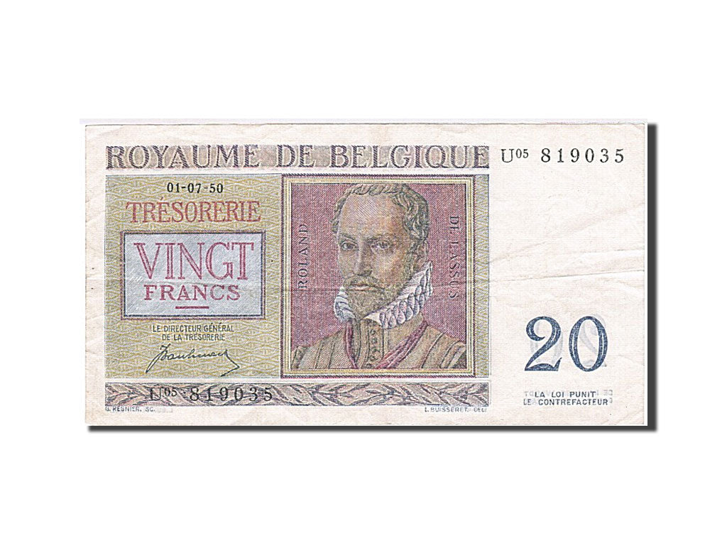 Billet, Belgique, 20 Francs, 1950, 1950-07-01, TTB