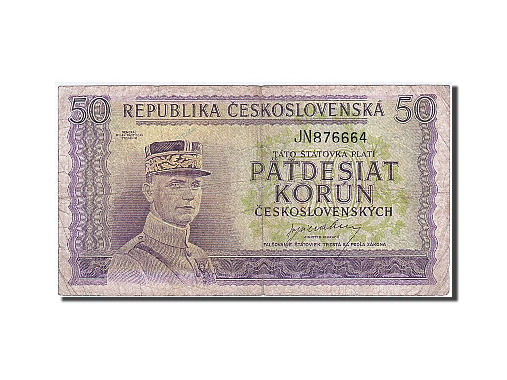 Czechoslovakia, 50 Korun, 1945, KM #62a, VG(8-10), JN 876664
