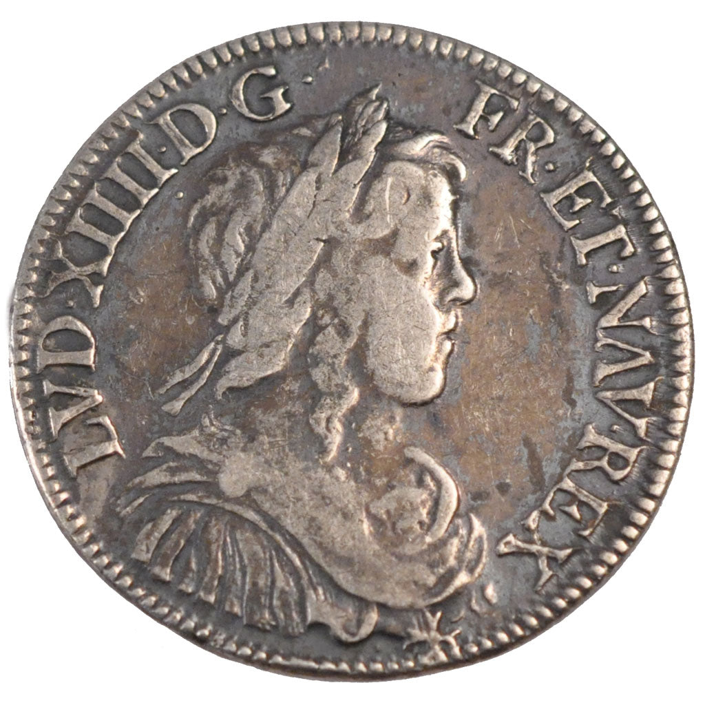 FRANCE, 1/2 Écu à la mèche longue, 1/2 ECU, 1651, Paris, KM #164.1, VF(30-35), S
