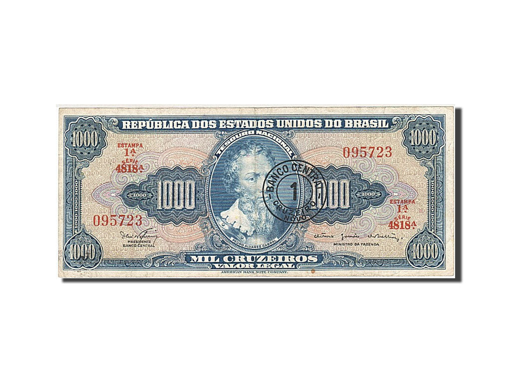 Brazil, 1 Cruzeiro Novo on 1000 Cruzeiros, 1966, KM #187b, VF(20-25), 095723