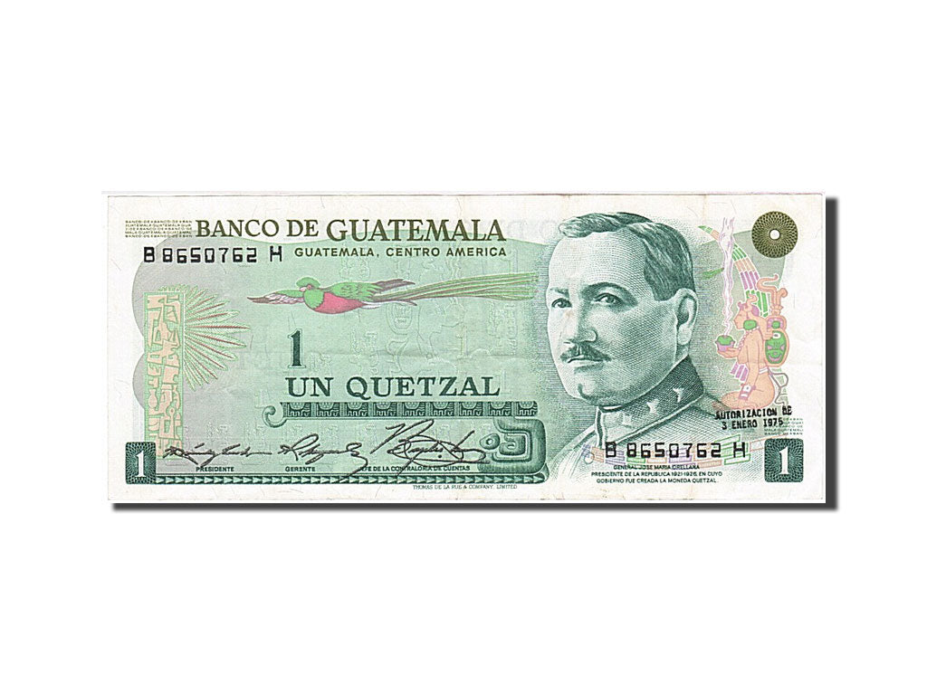 Guatemala, 1 Quetzal, 1975, KM #59b, 1975-01-03, EF(40-45), B 8650762 H