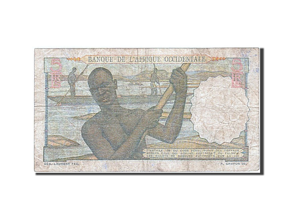 Banknote, French West Africa, 5 Francs, 1953, 1953-11-21, EF(40-45)