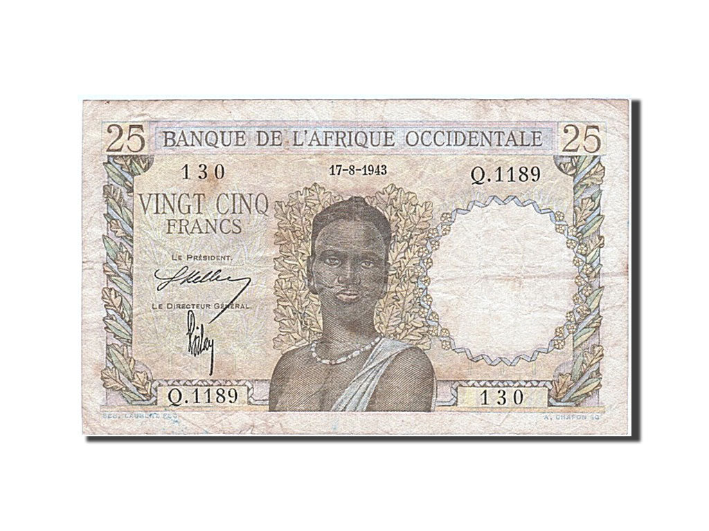 Africa occidentale francese, 25 Francs, 1943, 1943-08-17, MB
