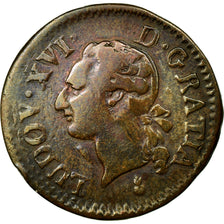 Monnaie, France, Louis XVI, 1/2 Sol ou 1/2 sou, 1/2 Sol, 1786, Metz, TB+