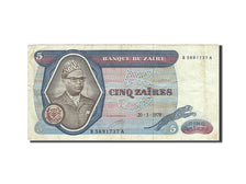 Zaïre, 5 Zaïres, 1979, KM #22a, 1979-05-20, VF(20-25), B 5691737 A
