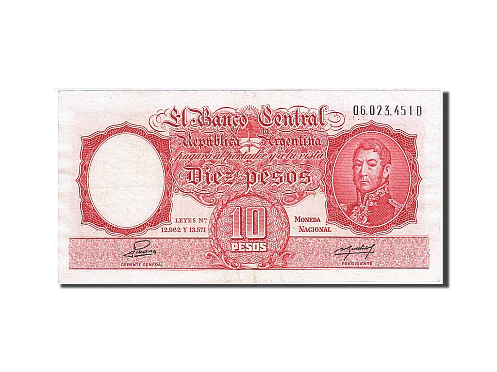 Argentina, 10 Pesos, 1954, KM #270b, AU(55-58), 06.023.451 D