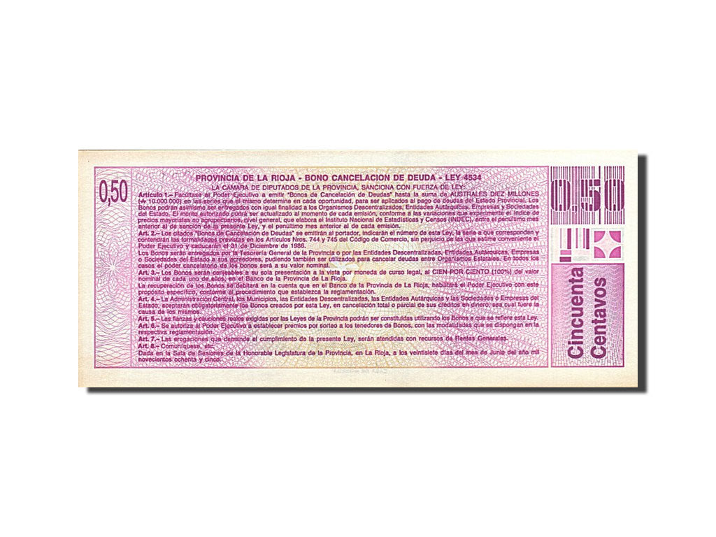 Argentina, 50 Centavos, 1986, KM #S2502, UNC(60-62), B 0017875