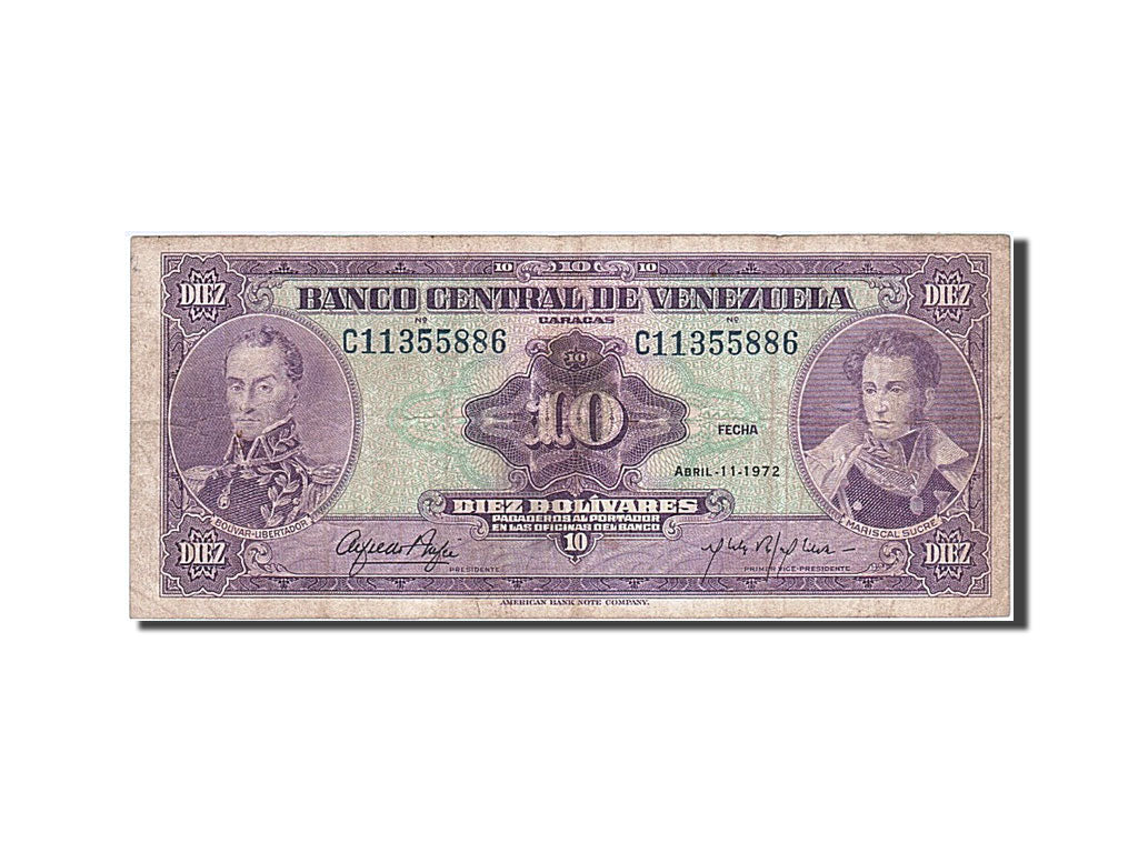 Venezuela, 10 Bolívares, 1972, KM #51b, 1972-04-11, VF(30-35), C11355886