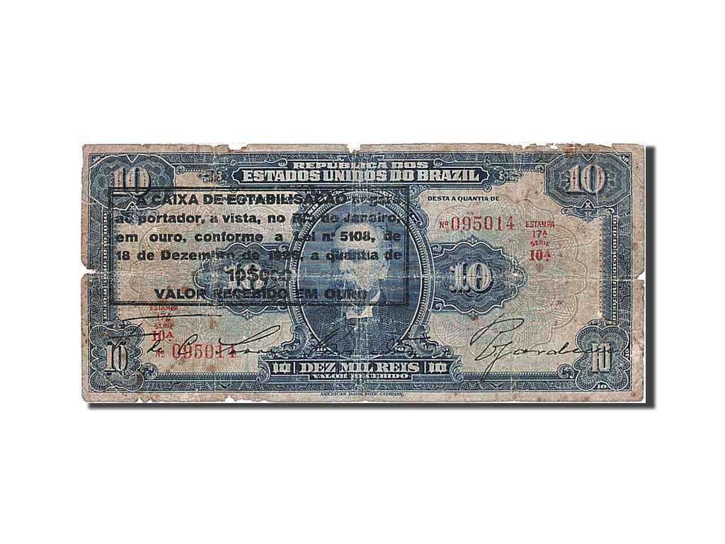 Brazil, 10 Mil Reis, 1926, KM #109A, VG(8-10), 095014