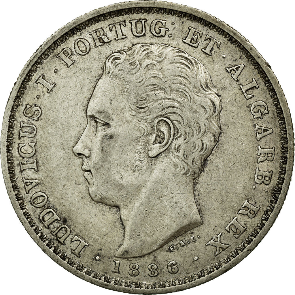 Coin, Portugal, Luiz I, 500 Reis, 1886, EF(40-45), Silver, KM:509