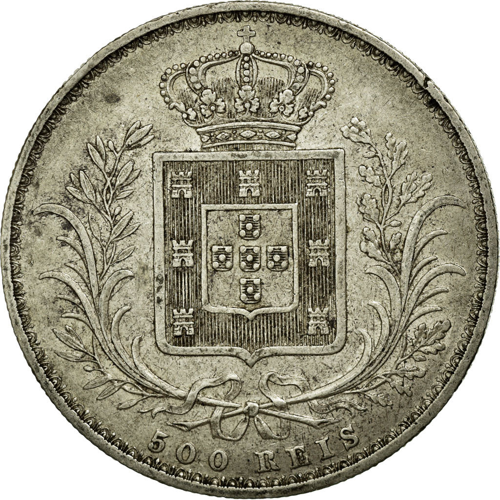 Coin, Portugal, Luiz I, 500 Reis, 1886, EF(40-45), Silver, KM:509