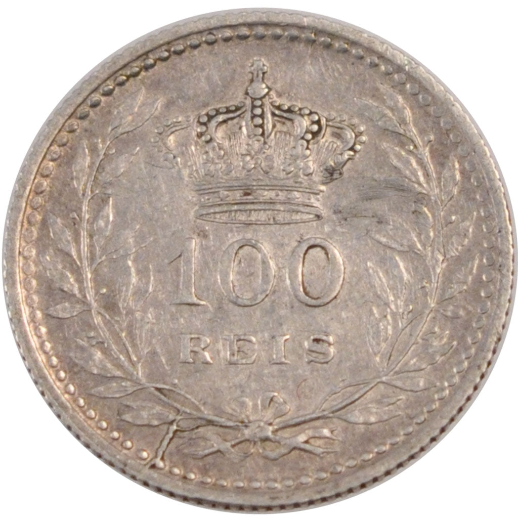 PORTUGAL, 100 Reis, 1910, KM #548, EF(40-45), Silver, 20, 2.46
