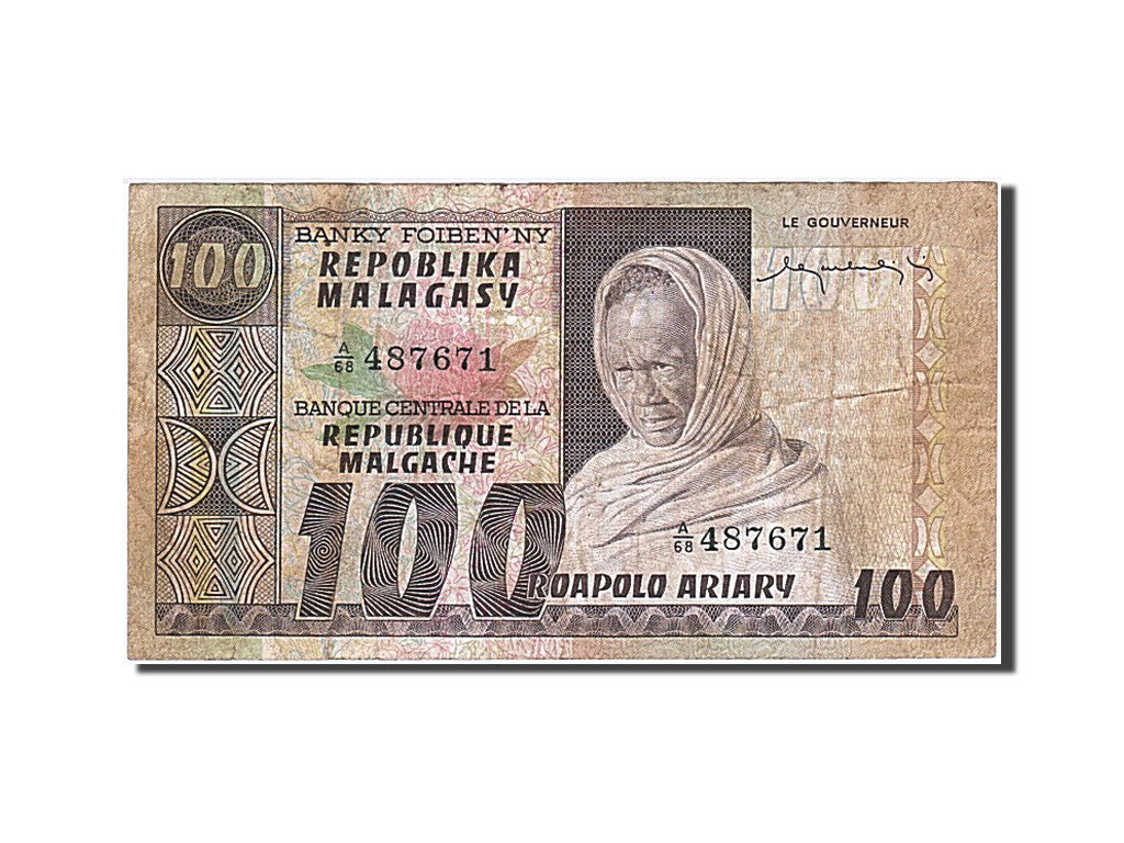 Madagascar, 100 Francs =  20 Ariary, KM #63a, EF(40-45), A/68 487671