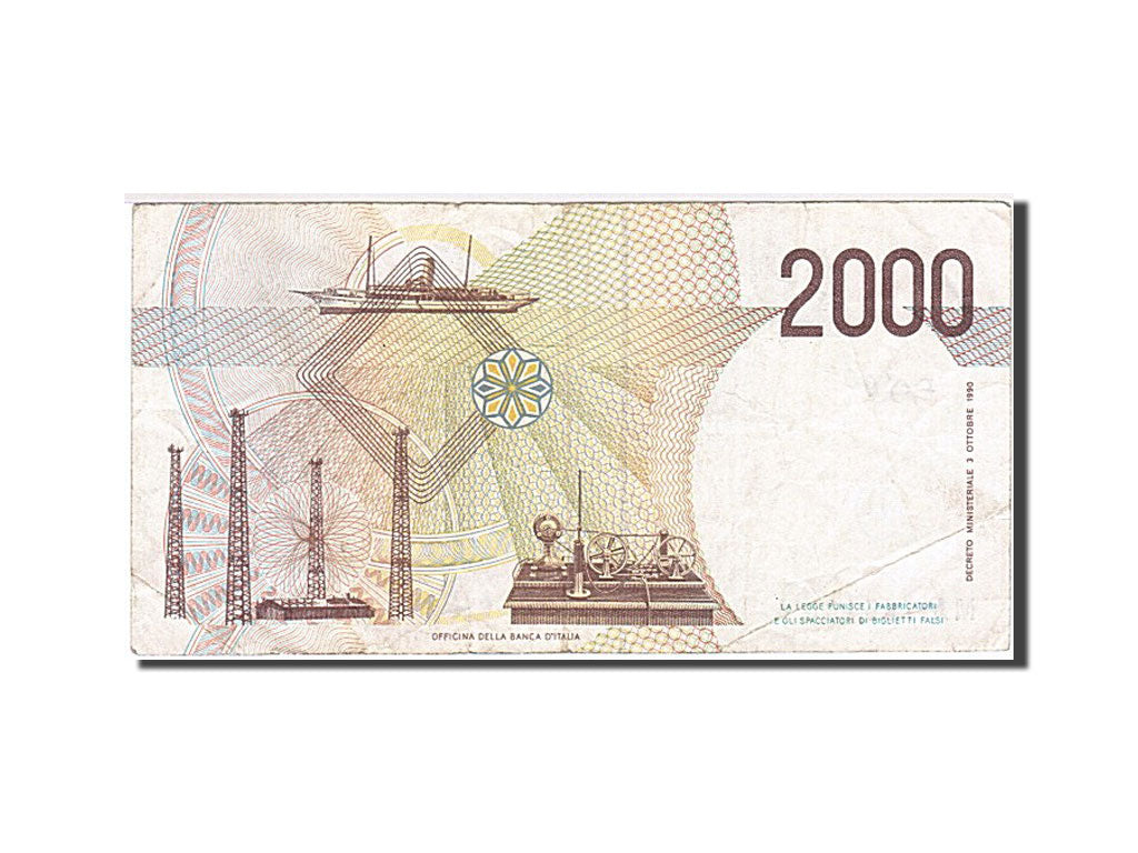 Banknote, Italy, 2000 Lire, 1990, 1990-10-03, VF(20-25)