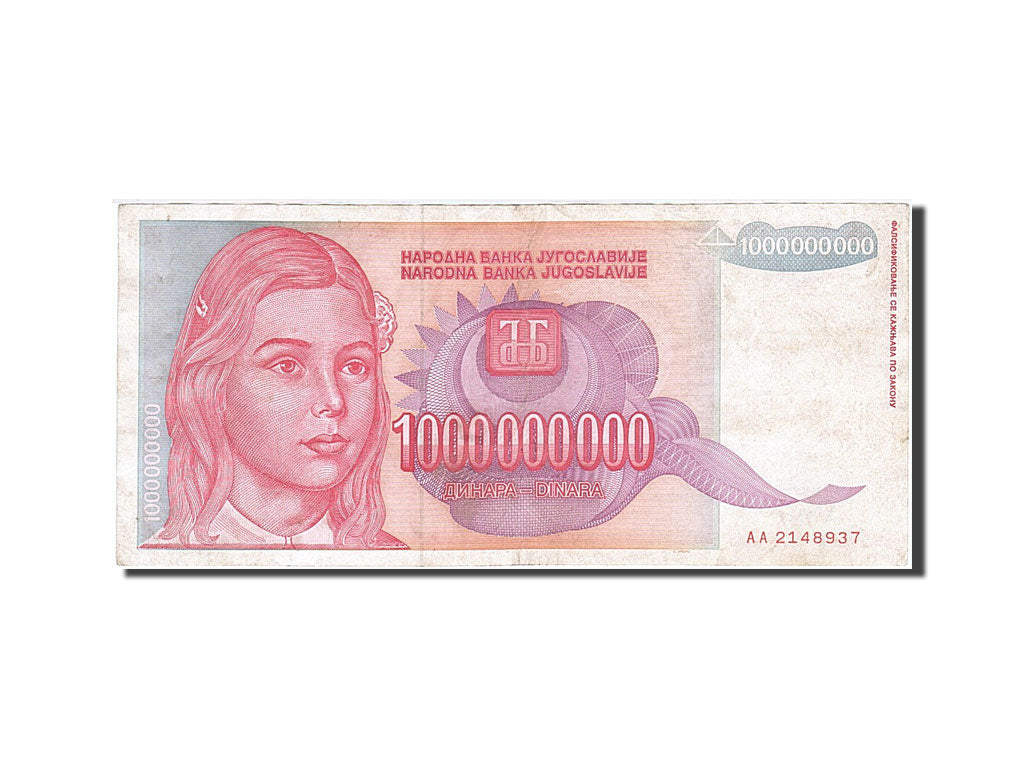 Yugoslavia, 1,000,000,000 Dinara, 1993, KM #126, EF(40-45), AA 2148937