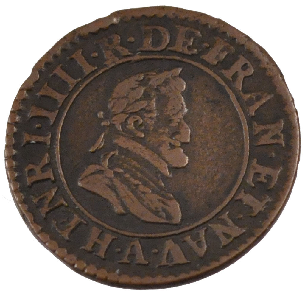 FRANCE, Double Tournois, 1599, Paris, EF(40-45), Copper, Duplessy #1273, 2.88