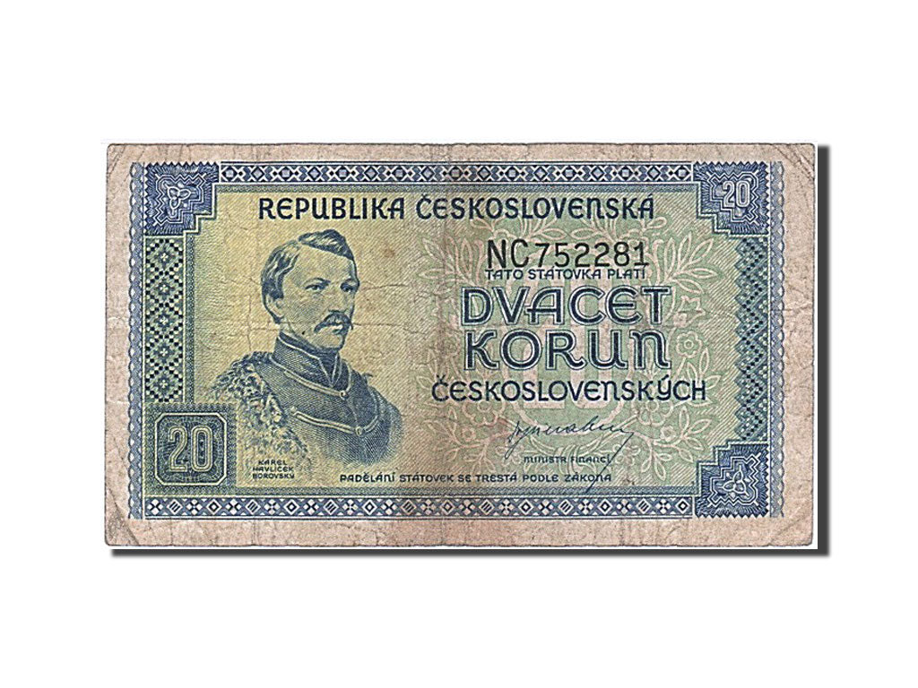 Czechoslovakia, 20 Korun, 1945, KM #61a, VF(20-25), NC 752281