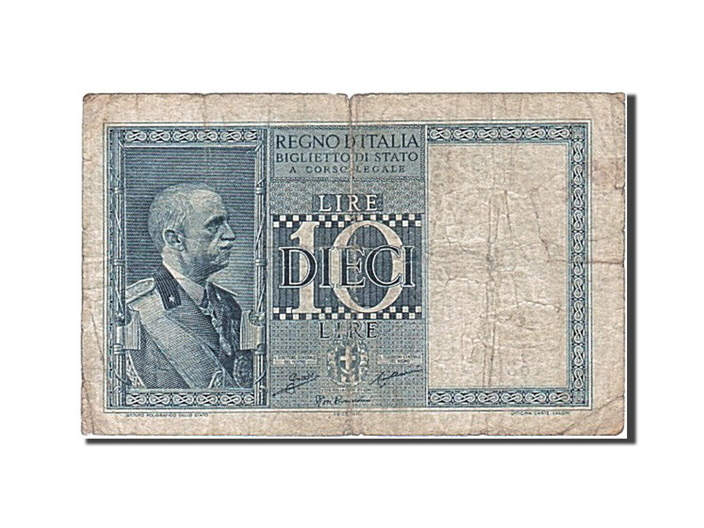 Italy, 10 Lire, 1935, KM #25a, 1935-06-18, VG(8-10), 0169 168457