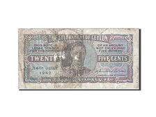Ceylon, 25 Cents, 1942, KM #44a, 1942-07-14, VG(8-10), A/44 838940