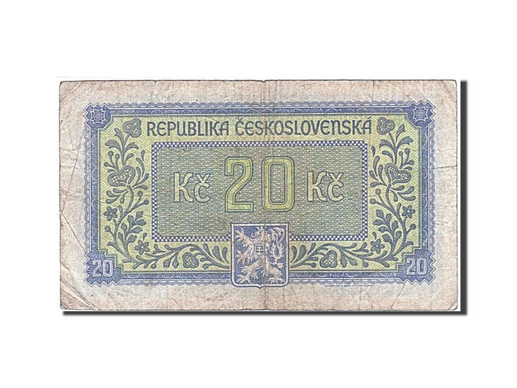 Billet, Tchécoslovaquie, 20 Korun, 1945, TB