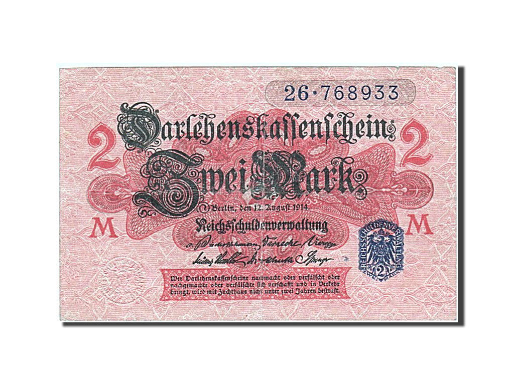 Banconote, Germania, 2 Mark, 1914, 1914-08-12, SPL-