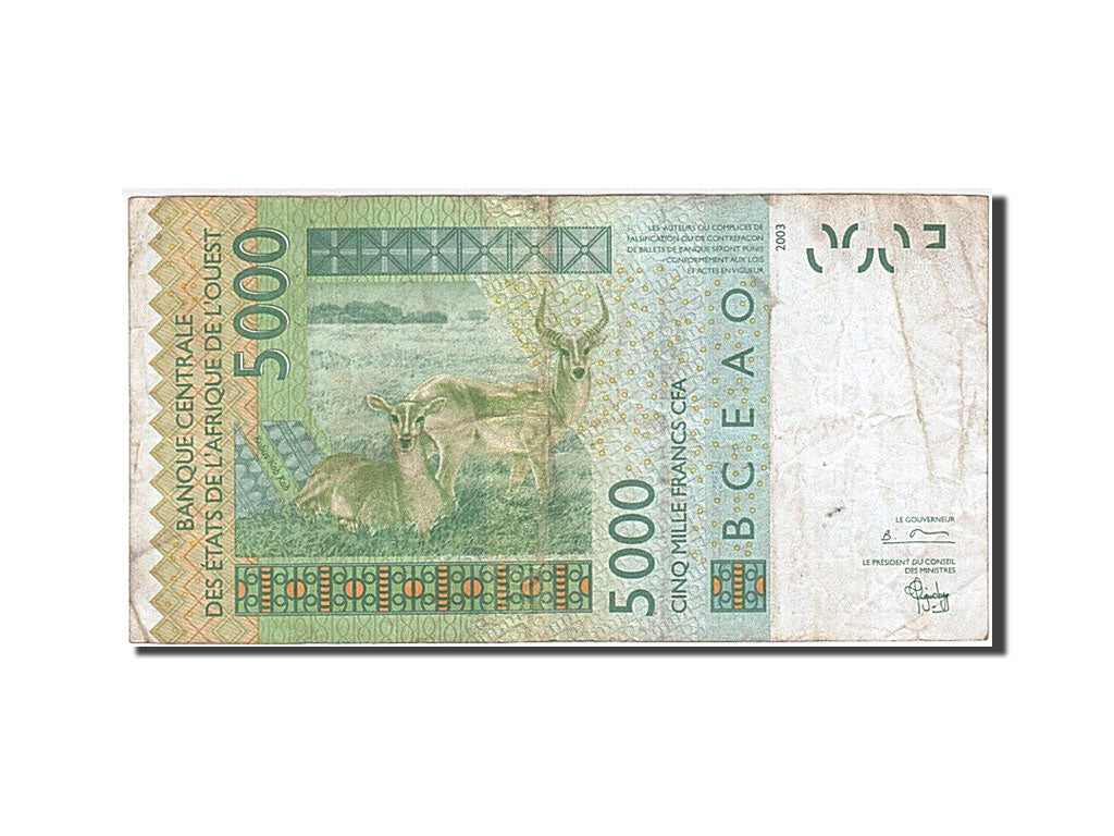 West African States, 5000 Francs, 2003, KM #317Ca, VF(20-25), 04222239428 C