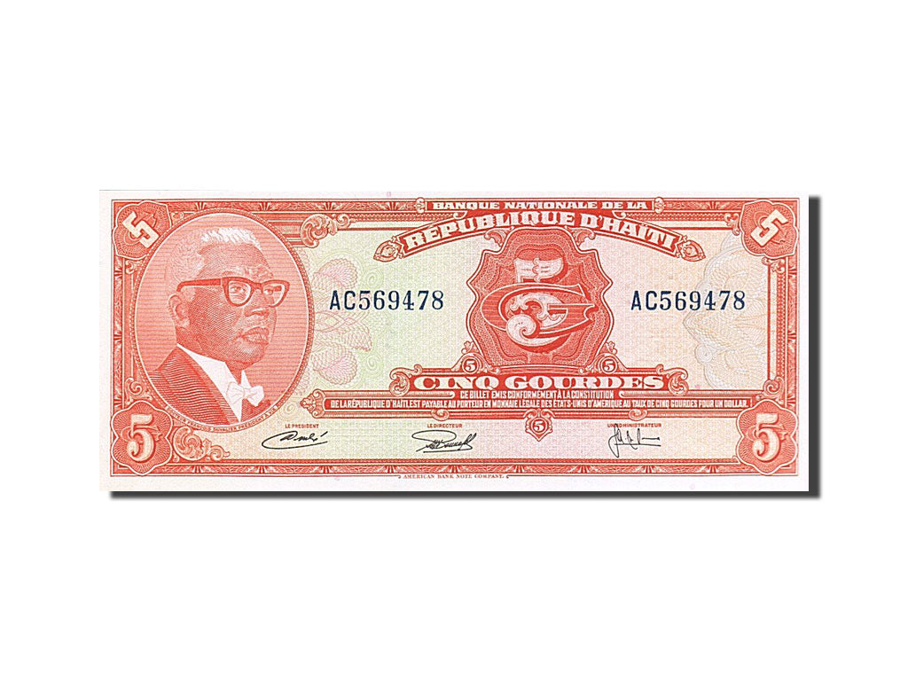 Haïti, 5 Gourdes, type Président François Duvalier