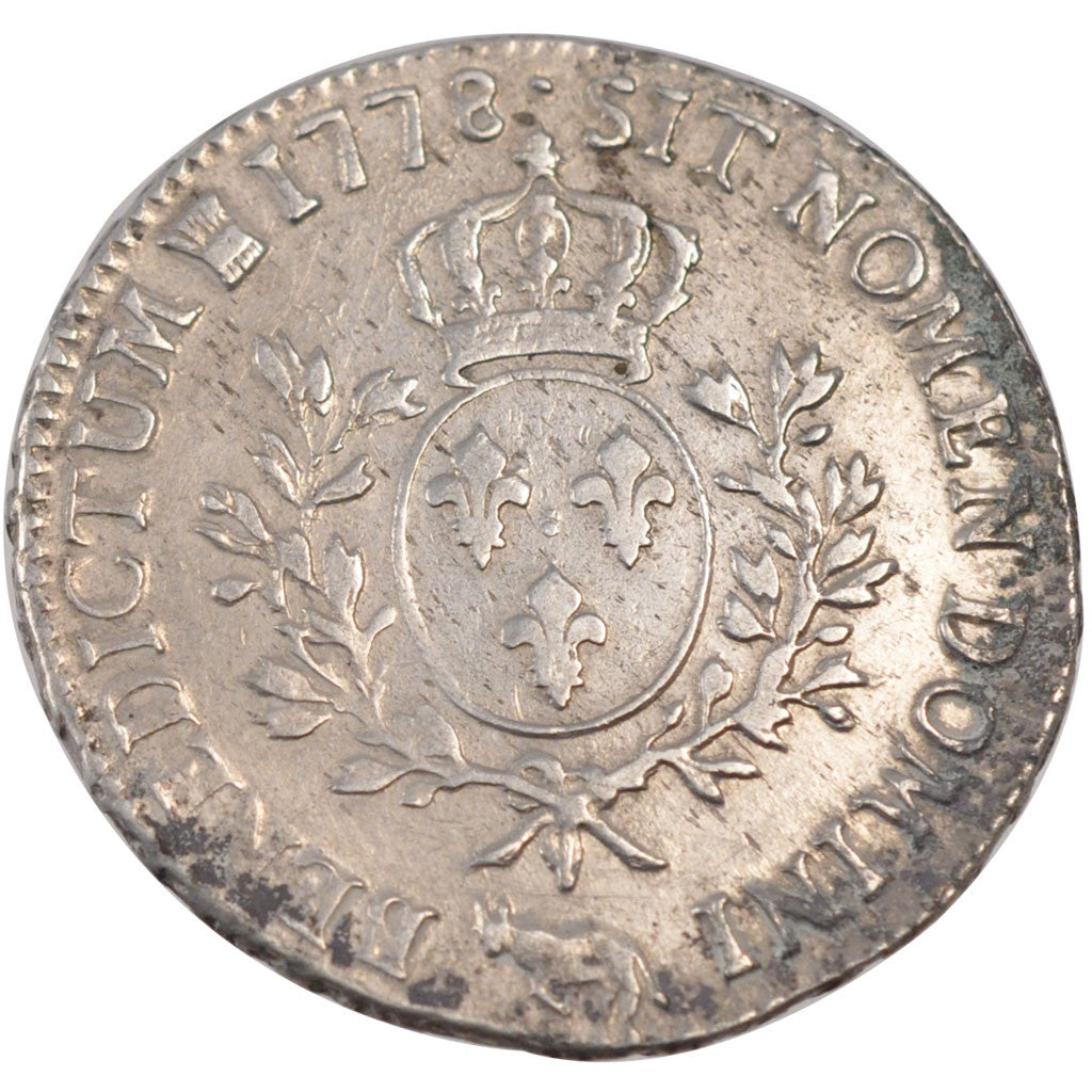 FRANCE, Écu de Béarn aux branches d'olivier, ECU, 1778, Pau, KM #572, VF(30-35),