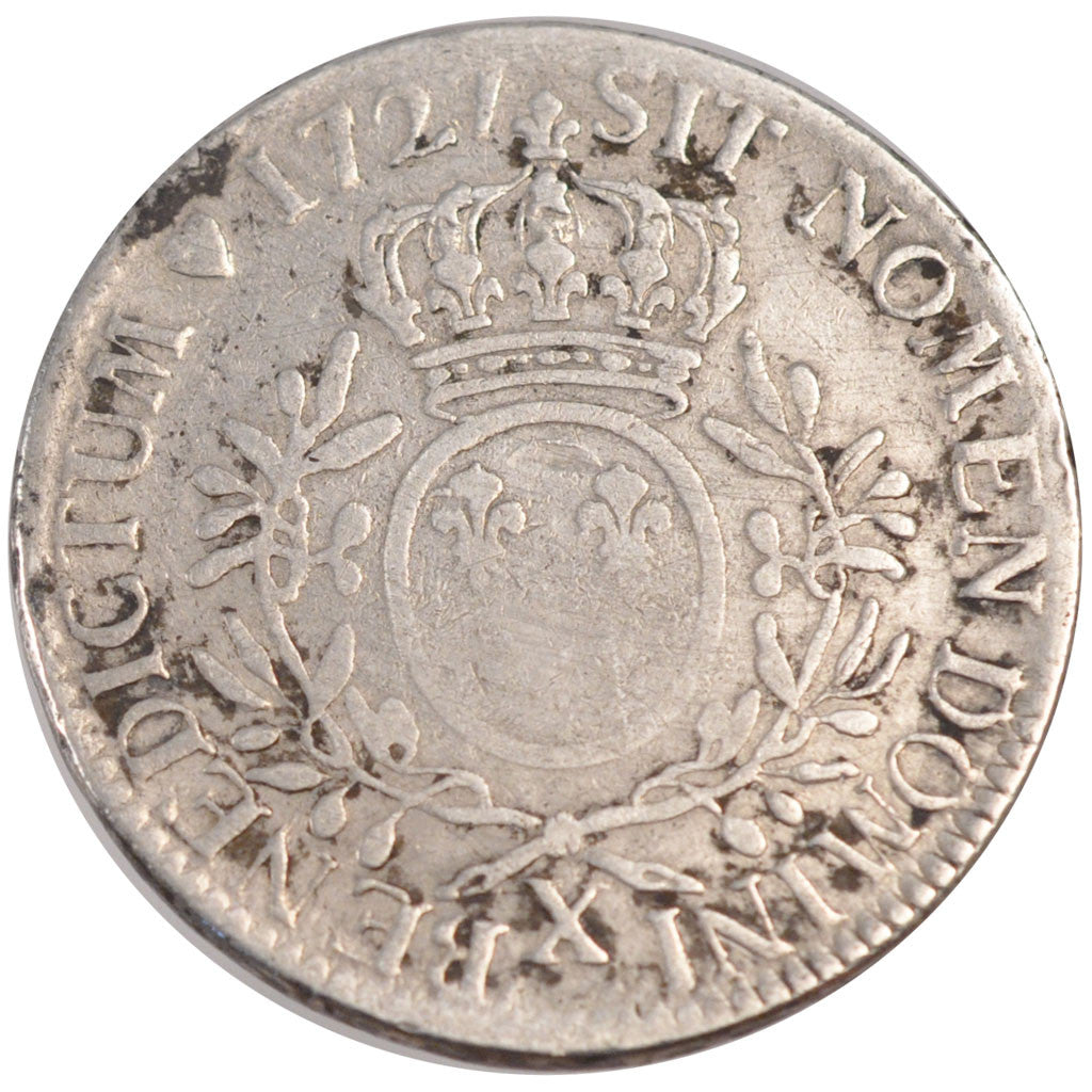 FRANCE, Écu aux branches d'olivier, ECU, 1727, Amiens, KM #486.23, VG(8-10), ...