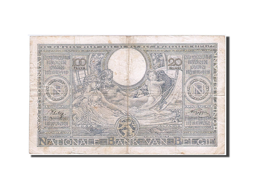 Belgium, 100 Francs-20 Belgas, 1942, KM #107, 1942-09-30, F(12-15), 9763.K.781