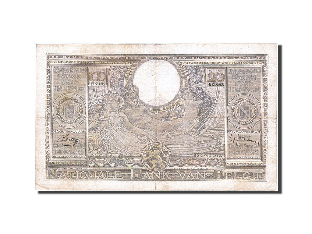 Belgium, 100 Francs-20 Belgas, 1938, KM #107, 1938-08-03, EF(40-45), 4508.L.051