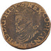 FRANCE, Liard, 1585, Mons, VF(20-25), Copper, Boudeau #2152, 5.43