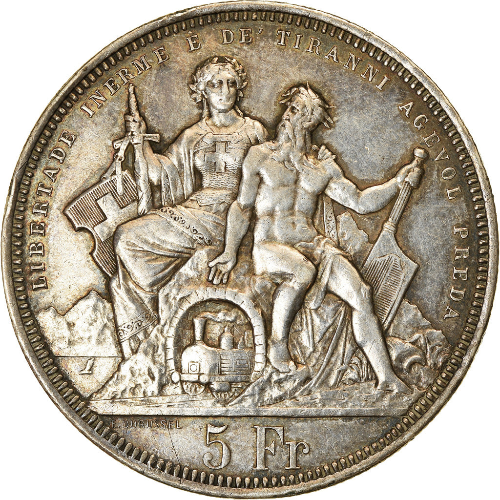 Coin, Switzerland, 5 Francs, 1883, AU(55-58), Silver, KM:S16
