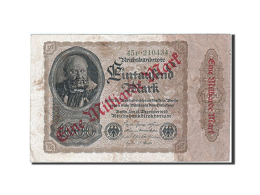 Banknote, Germany, 1 Milliarde Mark on 1000 Mark, 1922, VF(20-25)