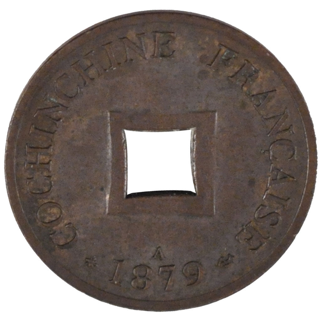 Cochinchine, Sapèque, 1879, Paris, AU(55-58), Bronze, Lecompte #9, 2.00