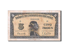 French West Africa, 5 Francs, 1942, KM #28a, 1942-12-14, VF(20-25), O 0083006
