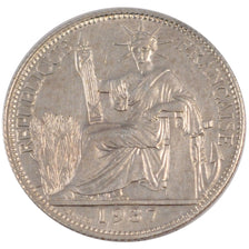 FRENCH INDO-CHINA, 20 Cents, 1937, Paris, KM #17.2, MS(60-62), Silver, Lecompte.