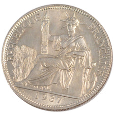 FRENCH INDO-CHINA, 20 Cents, 1937, Paris, KM #17.2, MS(60-62), Silver, Lecompte.