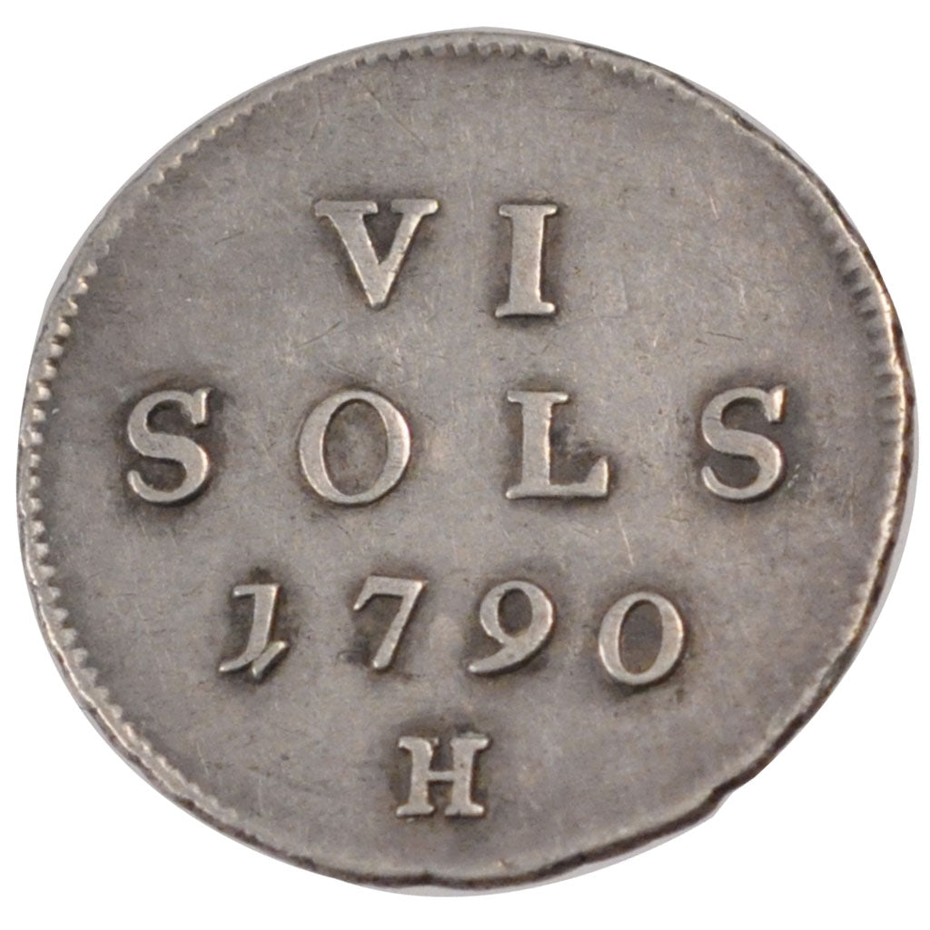 LUXEMBOURG, 6 Sols, 1790, G, KM #17, AU(55-58), Silver, 3.02