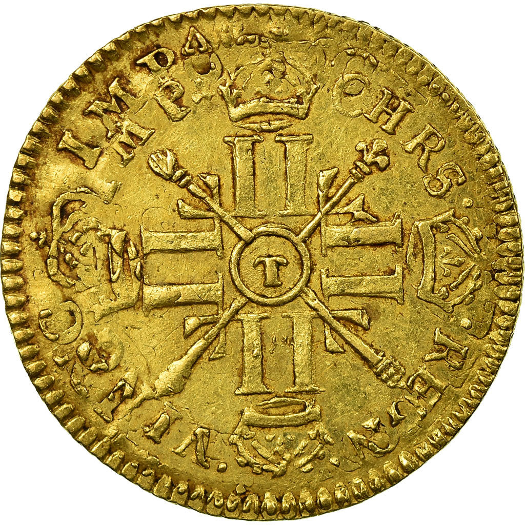 Coin, France, Louis XIV, 1/2 Louis d'or aux 8 L et aux insignes, 1702 Nantes