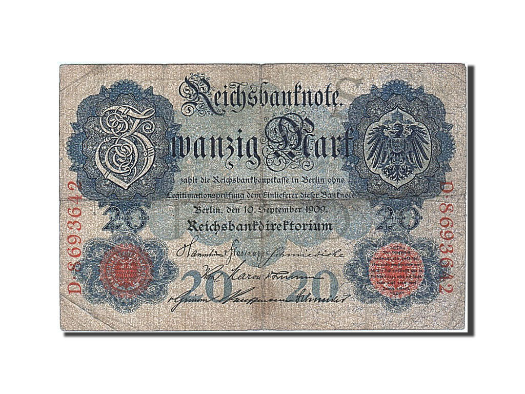 Banknote, Germany, 20 Mark, 1909, 1909-09-10, VG(8-10)