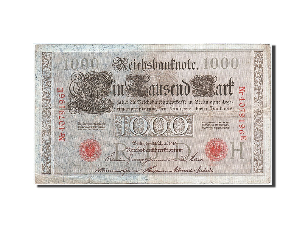 Germany, 1000 Mark, 1910, KM #44b, 1910-04-21, VF(20-25), Nr 4079196 E