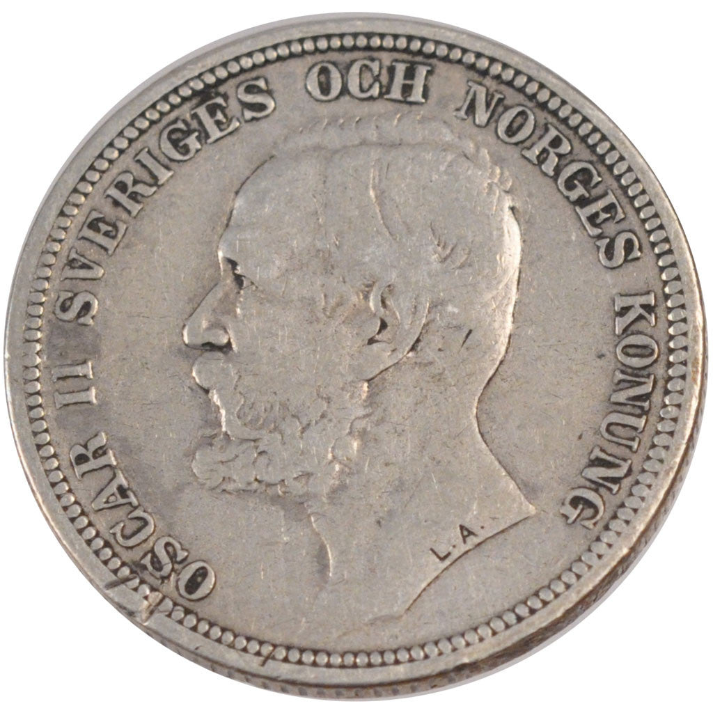 SWEDEN, 2 Kronor, 1897, KM #761, VF(20-25), Silver, 31, 14.78