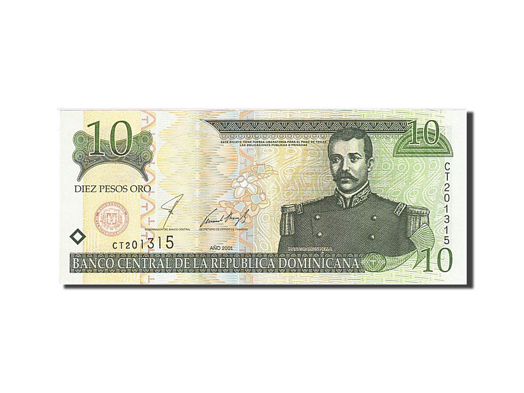 Banknote, Dominican Republic, 10 Pesos Oro, 2001, 2000-2001, KM:165b, UNC(65-70)