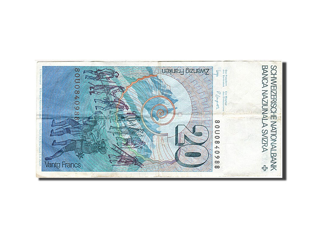 Switzerland, 20 Franken, 1980, KM:55b, 1980, TB, 80U0840988