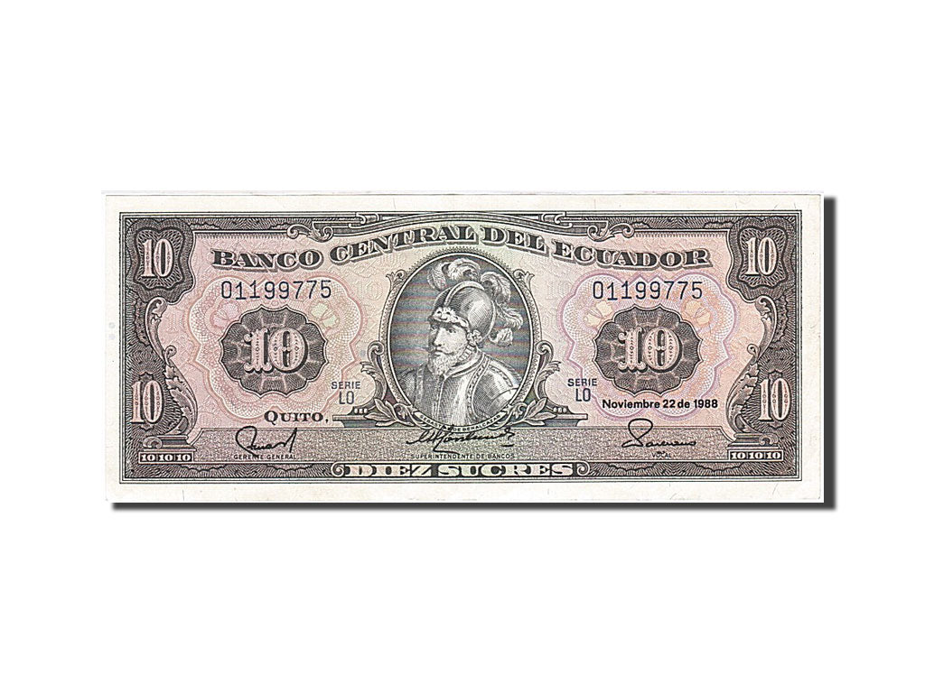 Banknote, Ecuador, 10 Sucres, 1988, 1988-11-22, KM:121, AU(55-58)