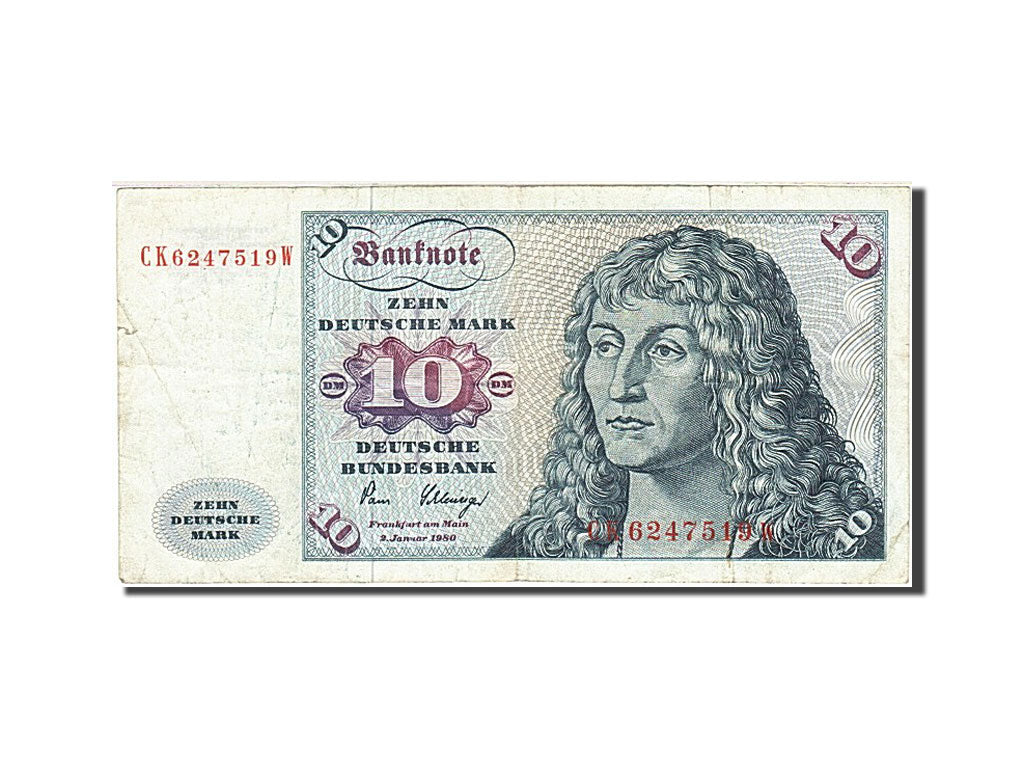 GERMANY - FEDERAL REPUBLIC, 10 Deutsche Mark, 1980, KM:31d, 1980-01-02, VF(20...