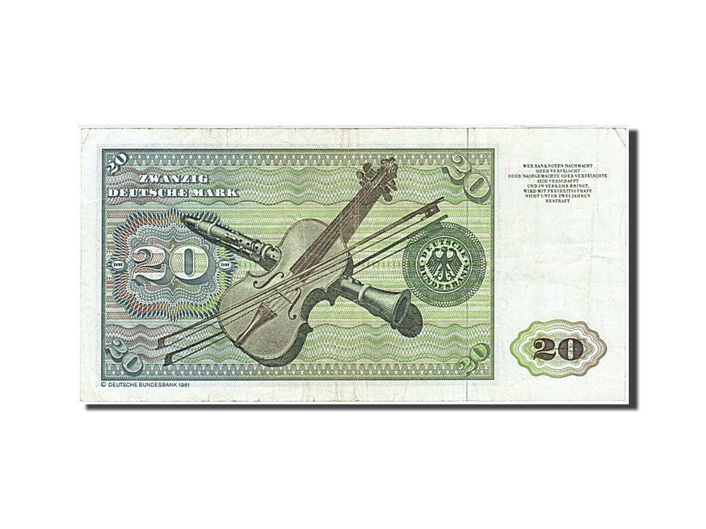 Billet, République fédérale allemande, 20 Deutsche Mark, 1980, 1980-01-02